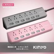 【KINYO】台灣製～6開6三角延長線6呎-質感金屬系列